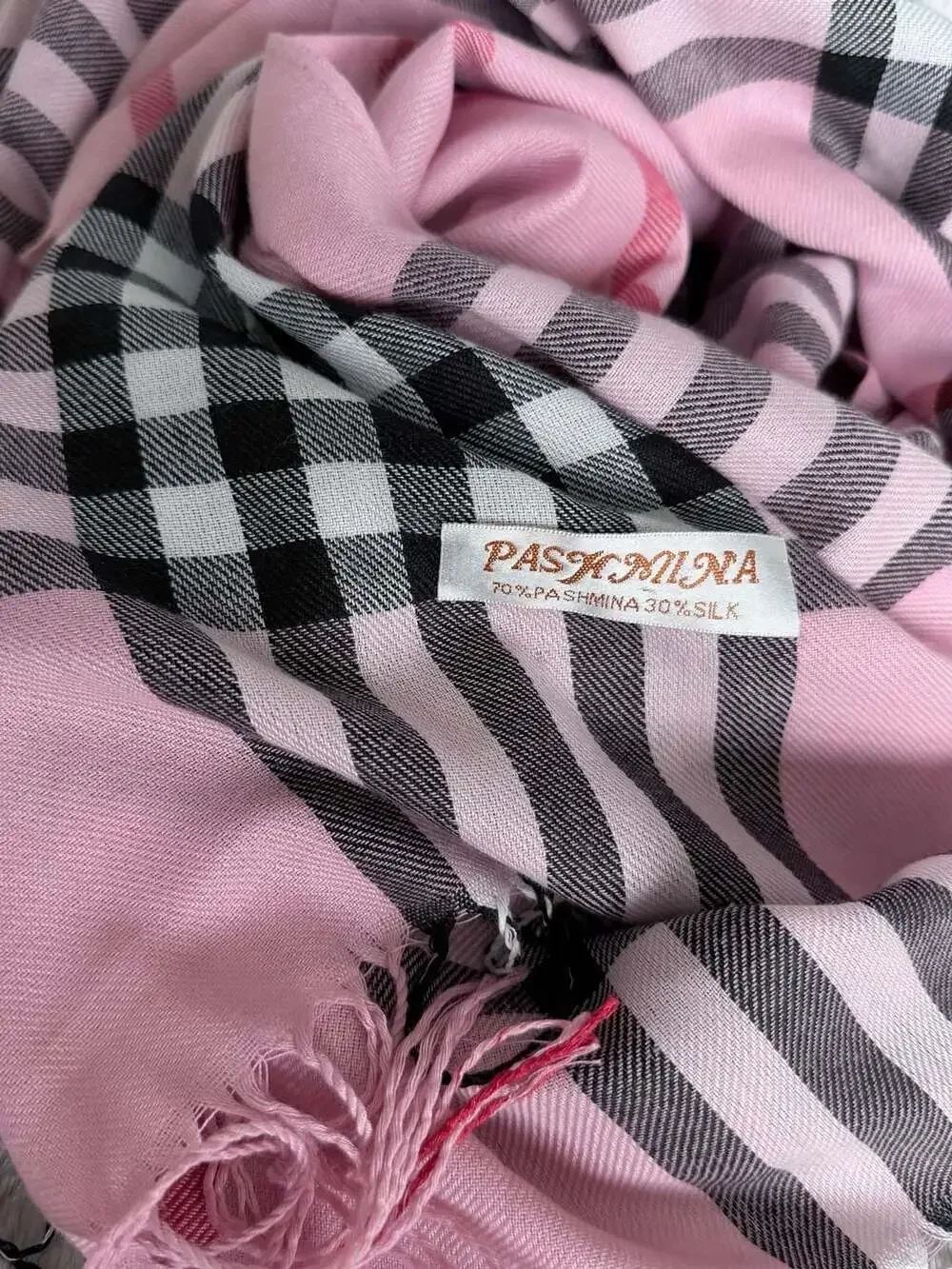 Pashmina 70% Pashmina 30% Silk Plaid Scarf 26x62